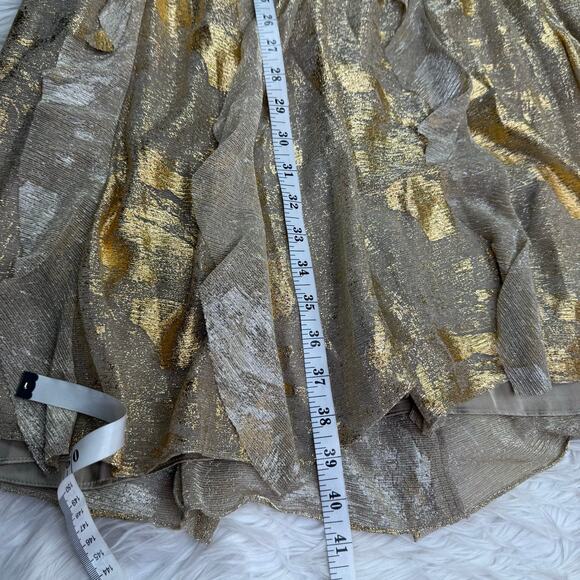 Anthropologie Moulinette Soeurs Fallen Star Gold Ruffle Maxi Skirt Size 2 Boho - Picture 11 of 16
